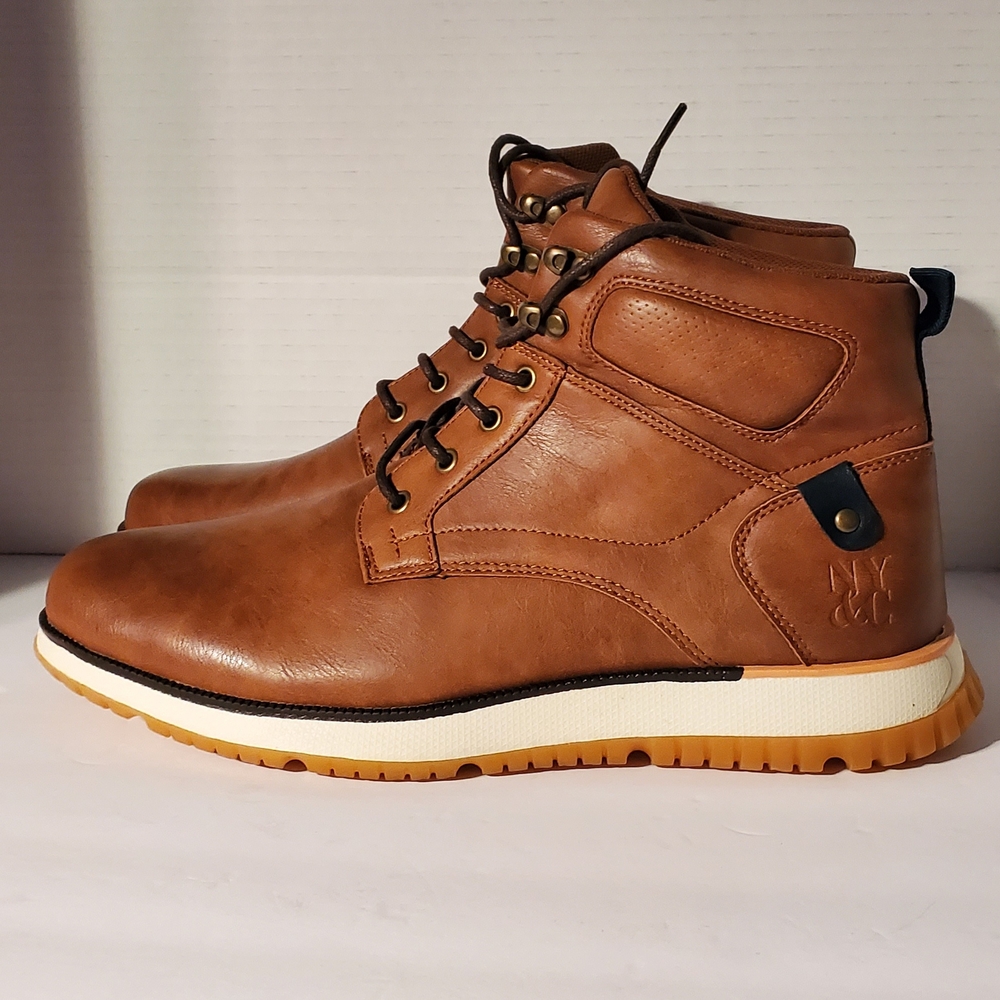 NYC Brown Leather Boots Sleek Modern Design